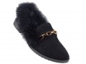 Flat black moccasins with fur half boots - 4