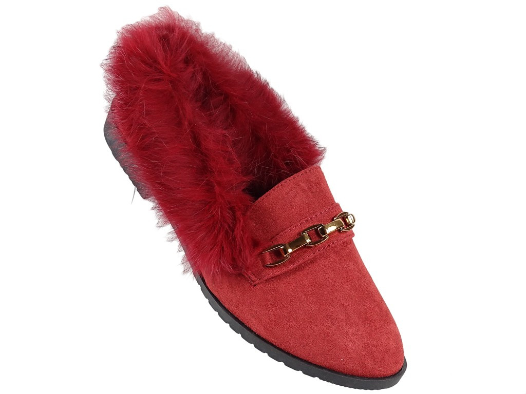 Mocassins plats marron avec bottes en fourrure - 2