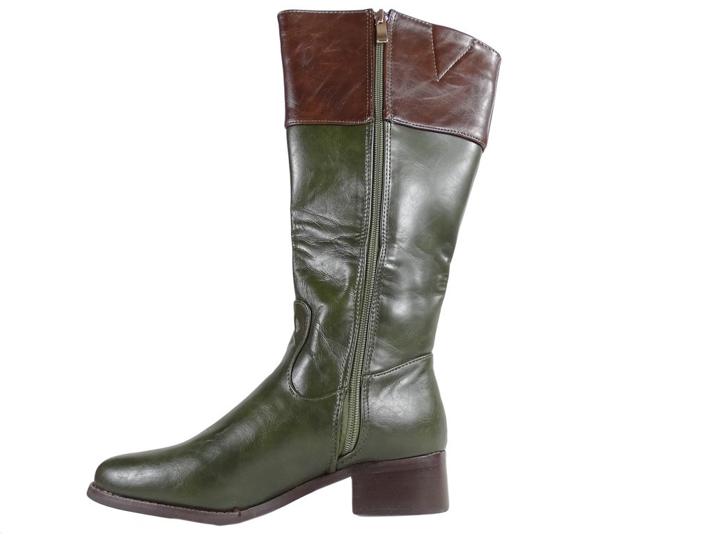 Green ladies' boots low heel - 3