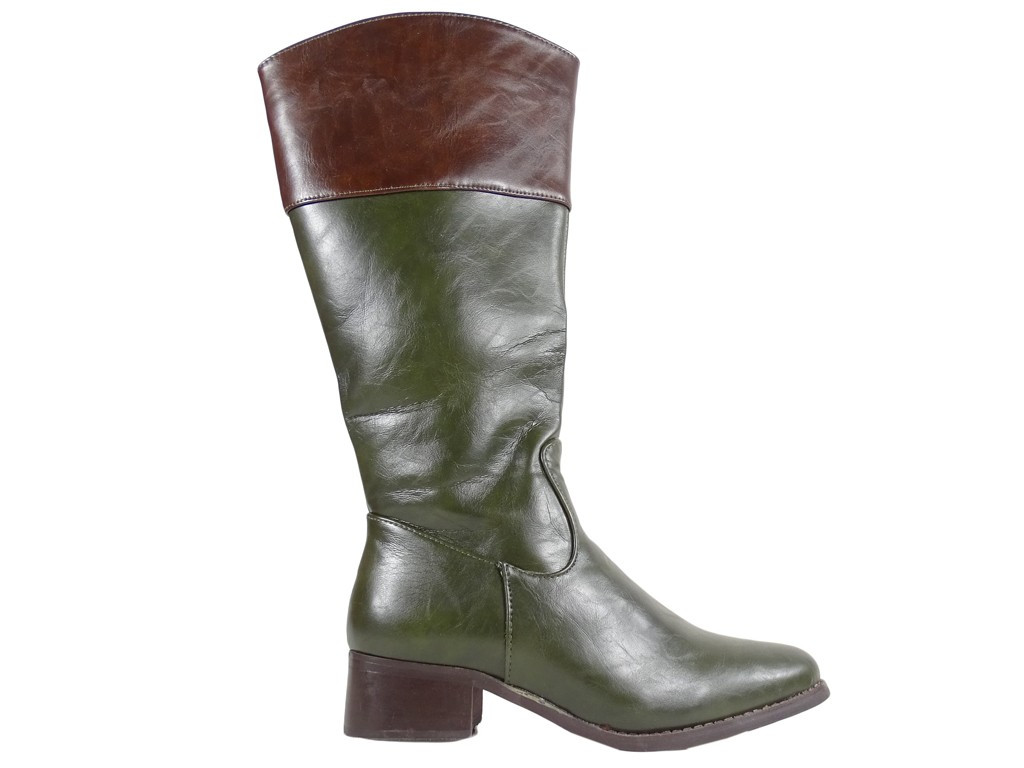 Grüne Stiefel für Damen mit niedrigem Absatz - 1