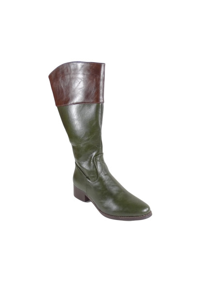 Bottes vertes pour femmes à talon bas - 4