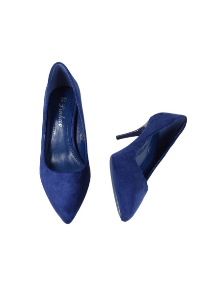 Niedrige marineblaue High Heels aus Wildleder - 2
