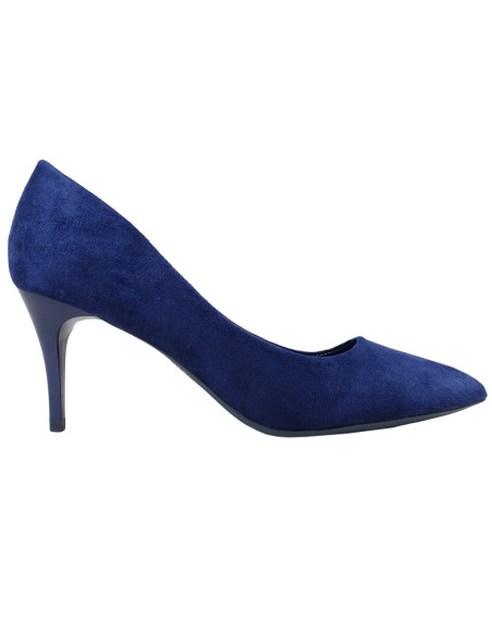 Tocuri joase din piele de căprioară bleumarin - 1