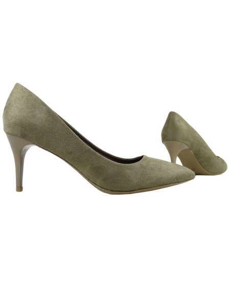 Low olive-coloured suede pins - 3