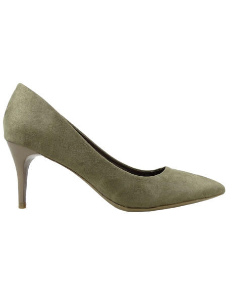 Niedrige Wildleder-Heels in olivgrüner Farbe - 1