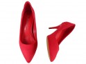Замшеві туфлі на низьких підборах червоного кольору - 2
