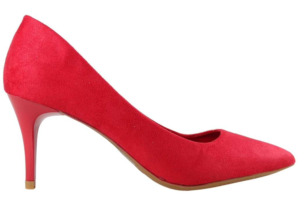 Piros velúr alacsony sarkú cipő - 1
