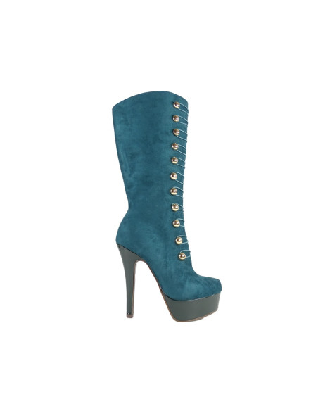 Bottes pour dames sur la plate-forme en daim vert - 1
