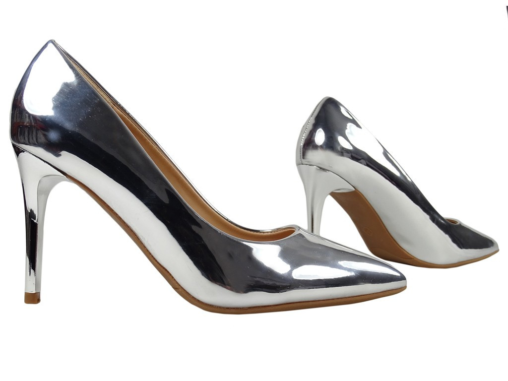 Spiegel High Heels Silber klassische Damenschuhe - 3