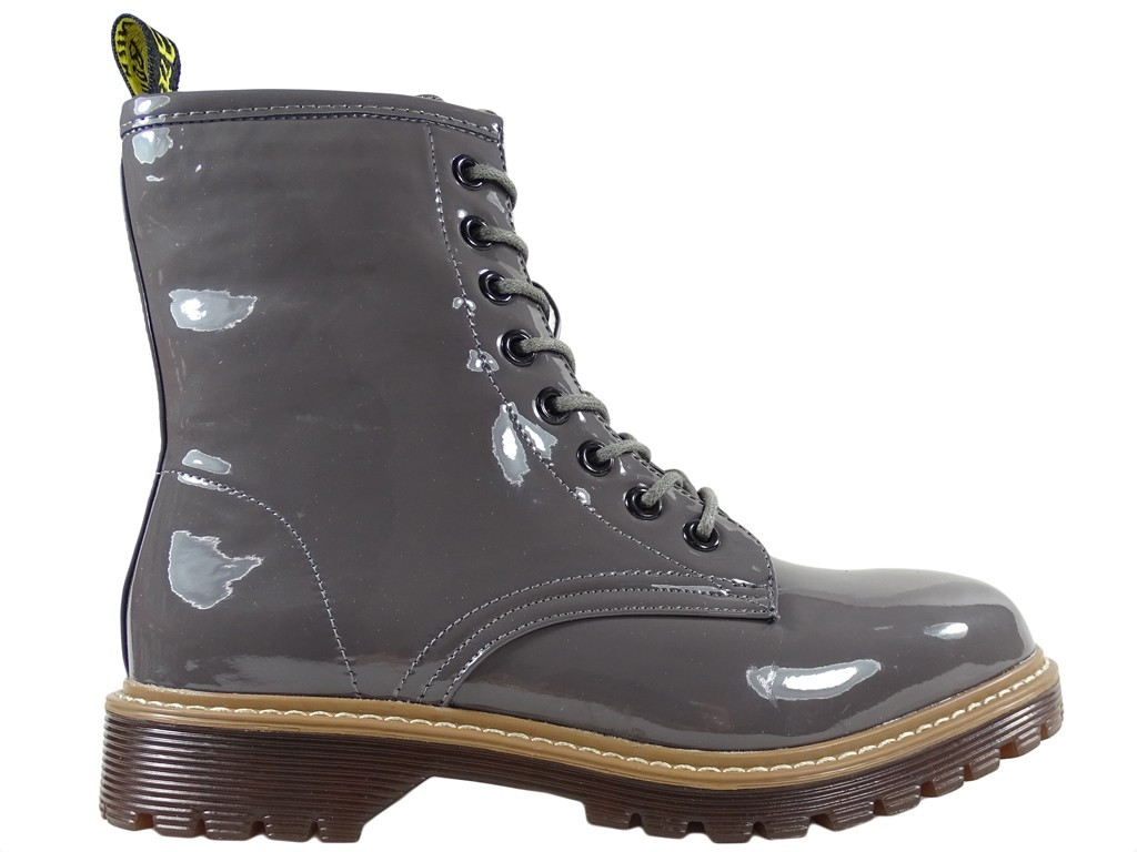 Stiefel Damenstiefel grau lackiert - 1