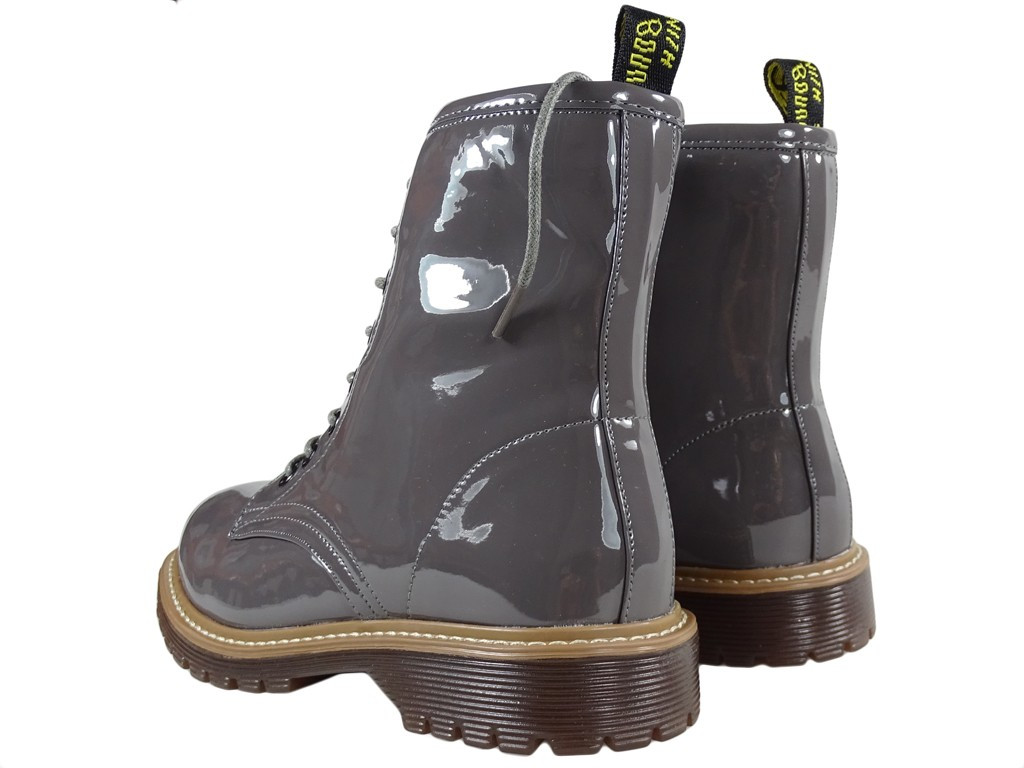 Stiefel Damenstiefel grau lackiert - 5