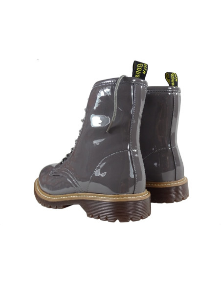 Cizme, cizme de damă, pantofi gri patentat - 5
