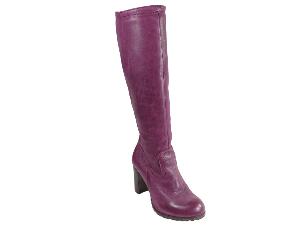 Violeti stiletto ādas zābaki - 3