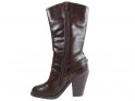 Brown eco boots leather in comfortable heels - 4