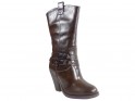 Brown eco boots leather in comfortable heels - 3