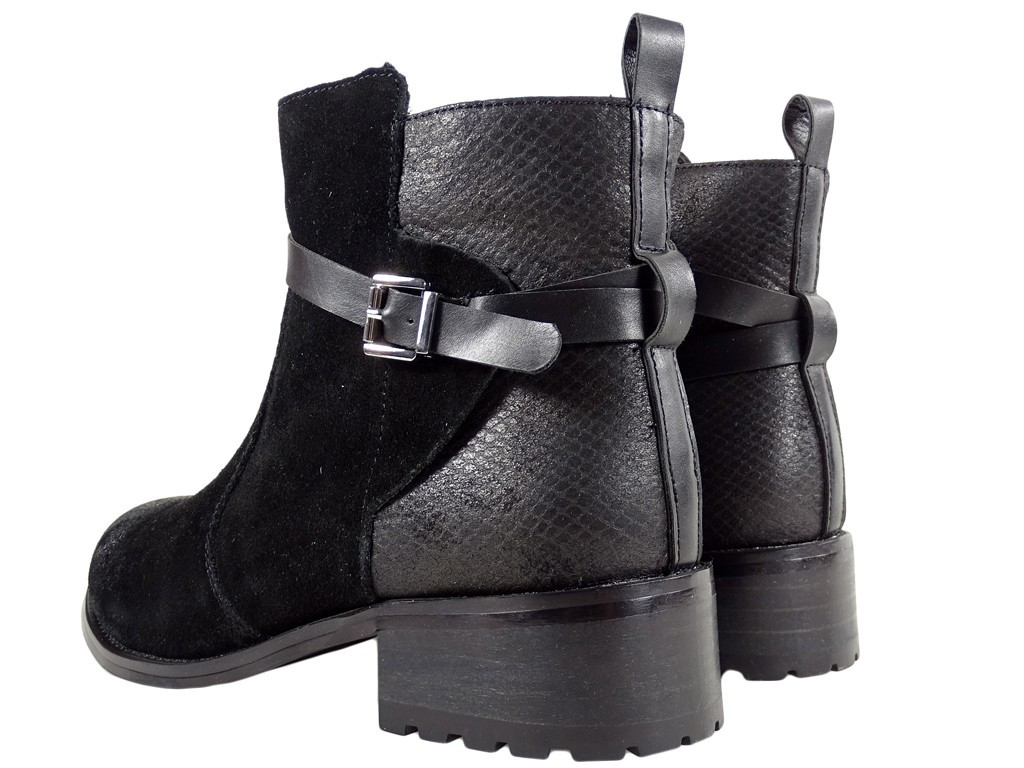 Ladies' daggers black suede leather - 5