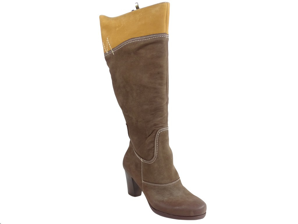 Bottes marron pour dames sur un poteau en cuir - 3