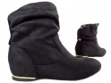 Black suede women's flat boots - 4