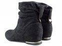 Black suede women's flat boots - 5