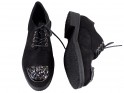 Női fekete brogues velúr trapper cipő - 2