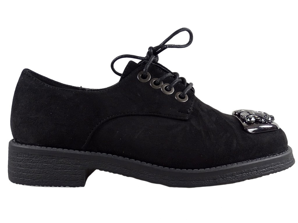 Чорні жіночі напівчеревики trapper shoes замшеві - 1