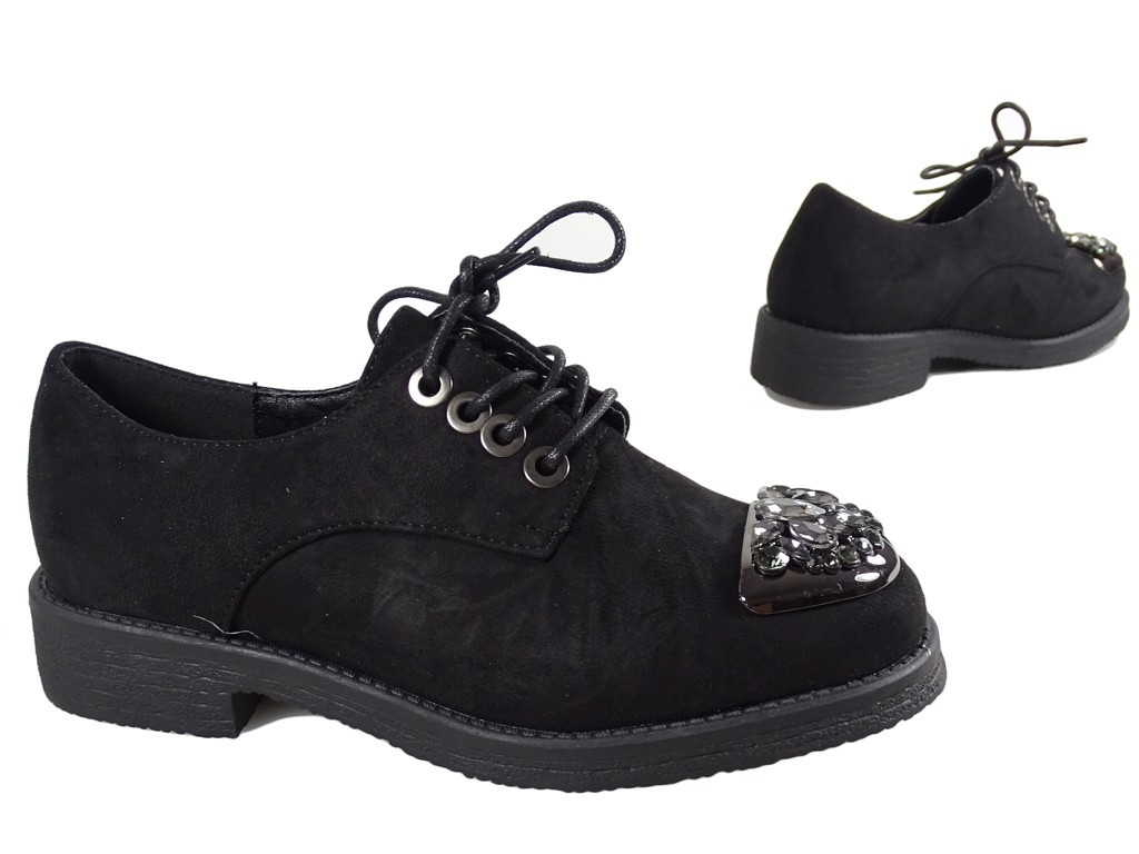 Demi-bottes pour femmes noires trappeurs en daim - 4