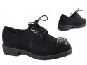 Czarne półbuty damskie buty trapery zamszowe - 4