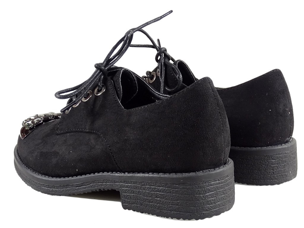 Demi-bottes pour femmes noires trappeurs en daim - 5