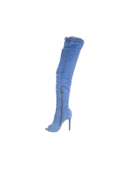 Cizme din denim, cizme înalte pentru coapse - 2