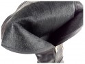 Schwarze flache Stiefel Öko-Lederstiefel Nieten - 4