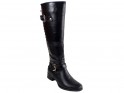 Black flat boots eco leather officer studs - 3