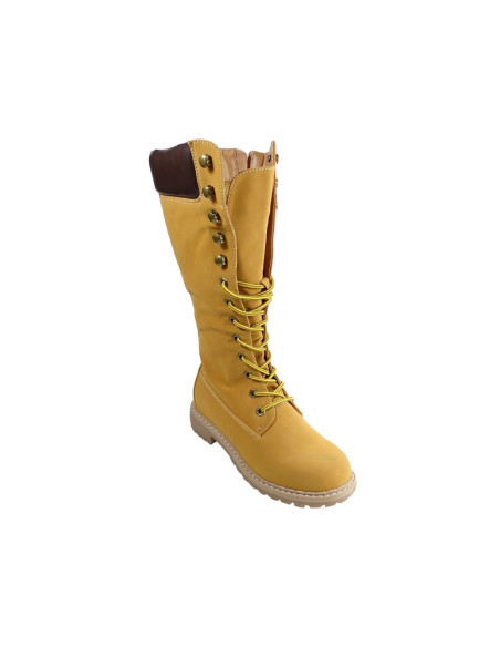 Ladies' boots beige flat trappers - 3