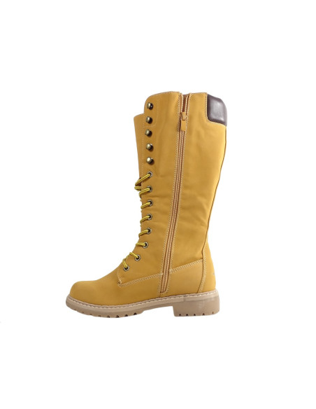 Ladies' boots beige flat trappers - 4