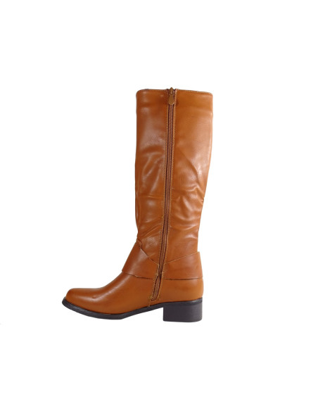Brown ladies' boots low eco leather - 4