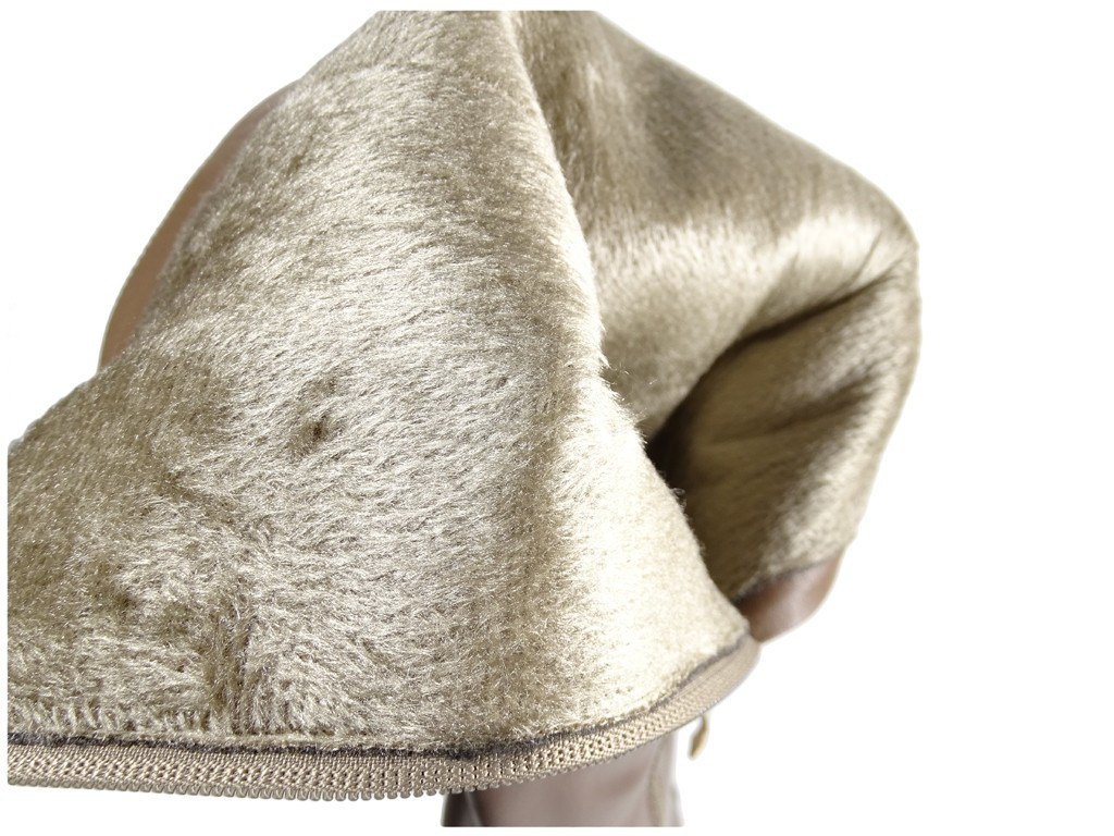 Világos bézs bőr alacsony csizma nőknek - 4