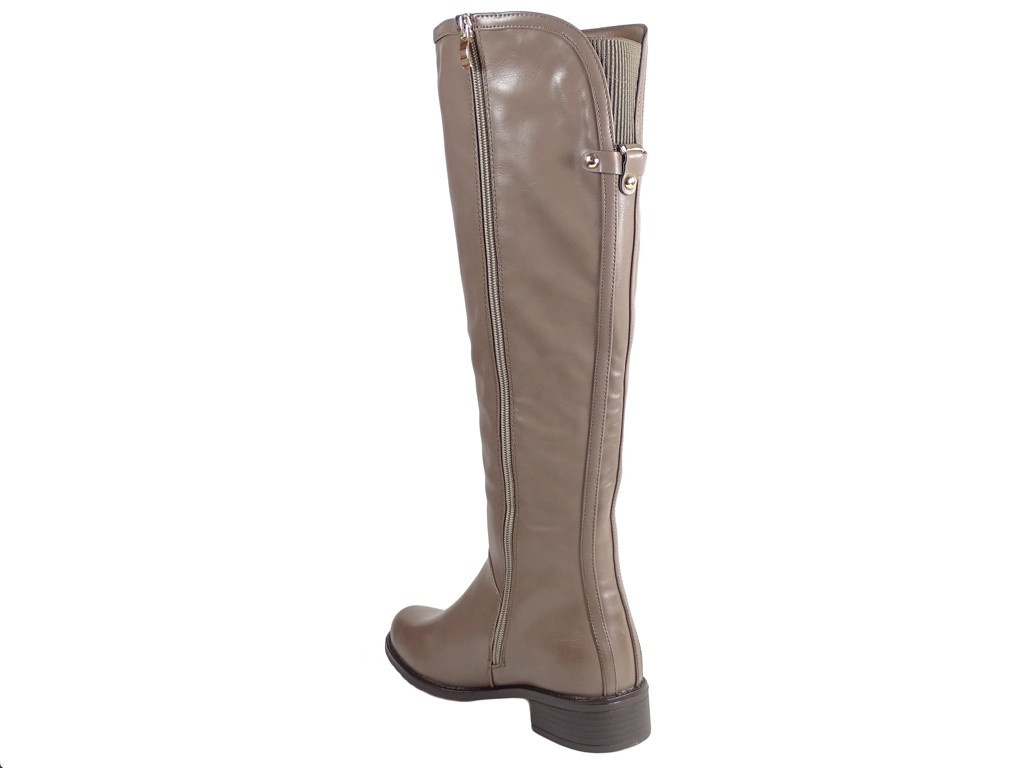 Bottes basses pour femmes, en cuir beige clair - 6