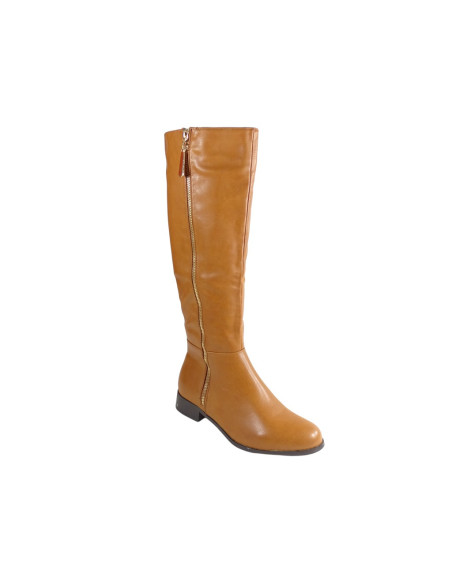 Women's flat boots before the knee brown - 3