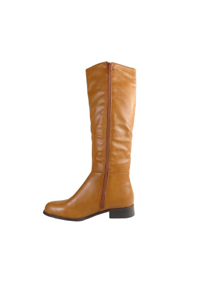 Bottes plates pour femmes avant le genou marron - 4