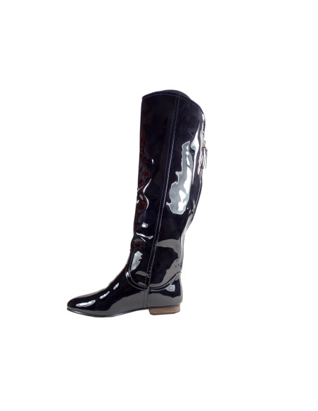 Bottes plates pour dames en cuir écologique laqué - 4