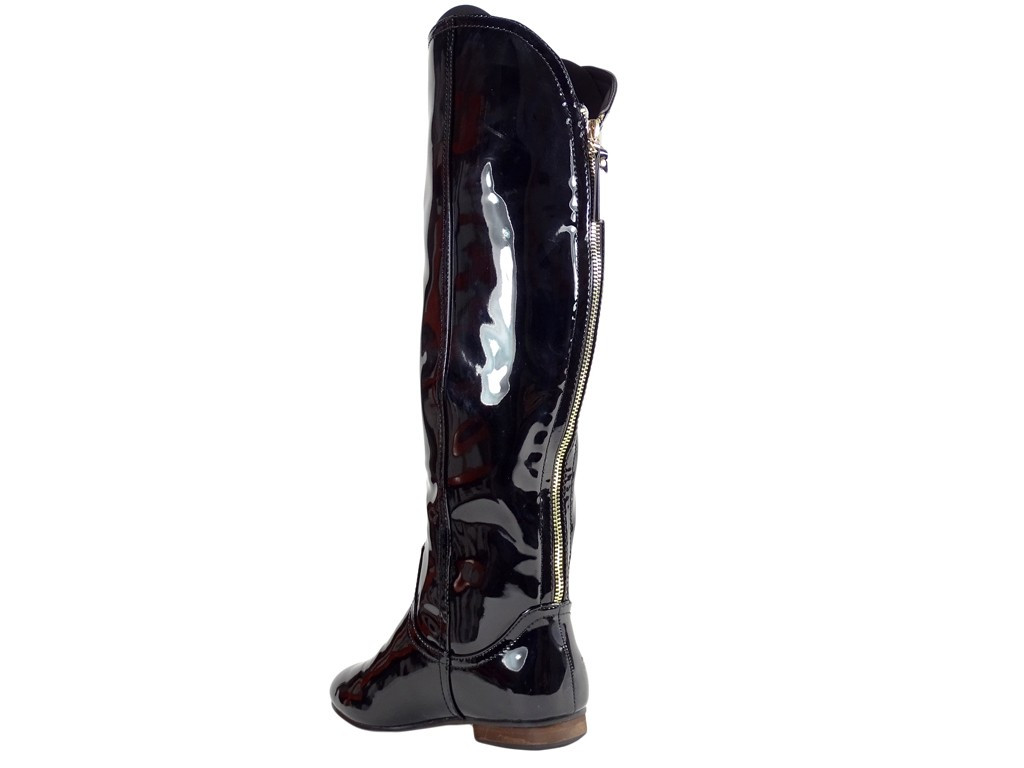 Flache Damenstiefel Ökoleder lackiert - 5