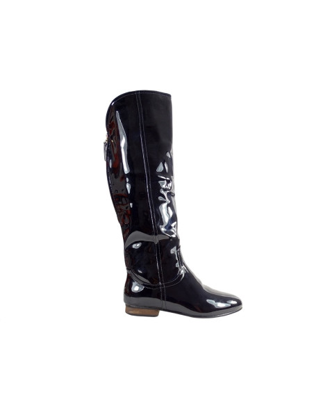Bottes plates pour dames en cuir écologique laqué - 1