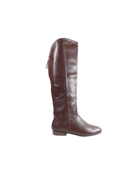 Flache Damenstiefel Öko Leder braun - 1