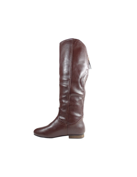 Flat ladies' boots eco leather brown - 5