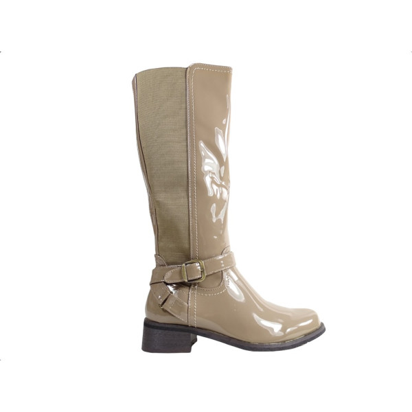 Beige women's boots before the knee - 1