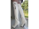 BOTTES DE MOUSQUETAIRES EN CUIR BLANC ÉCOLOGIQUE - 2