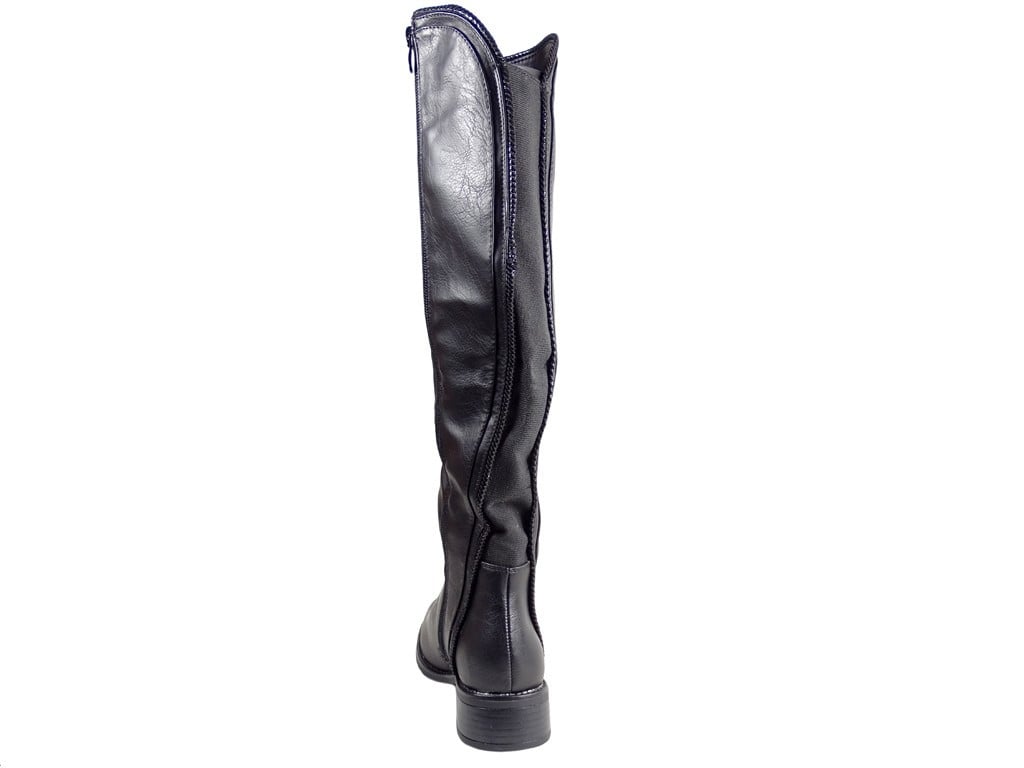 Bottes noires en cuir écologique pour femmes jusqu'au genou - 4