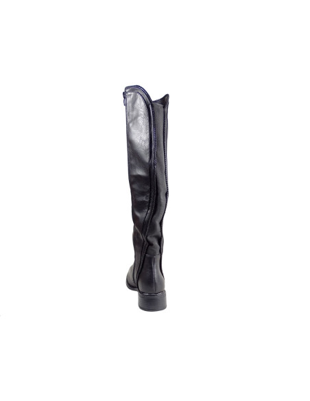 Bottes noires en cuir écologique pour femmes jusqu'au genou - 4