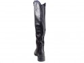 Dámske čierne čižmy po kolená vyrobené z ekologickej kože - 4