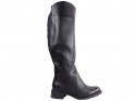 Black ladies' eco leather boots to the knee - 1