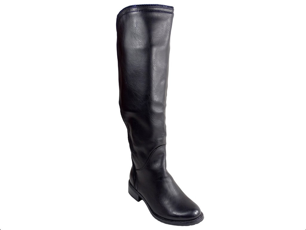 Bottes noires en cuir écologique pour femmes jusqu'au genou - 3